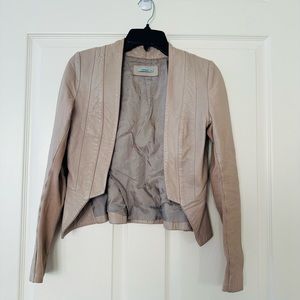 Kookai Natural Leather Peplum Style Jacket Size 36